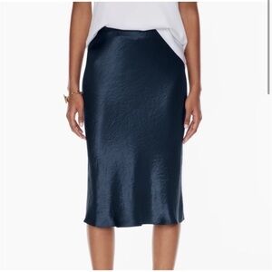 Babaton satin slip midi skirt in navy